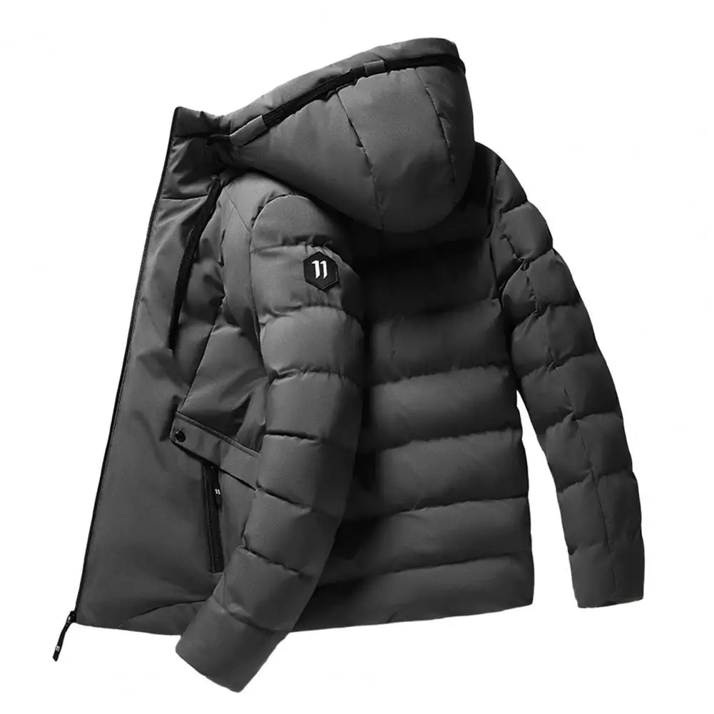 Chaqueta de invierno con capucha para hombre, abrigo cálido a prueba de viento, chaquetas gruesas con cremallera s, abrigos de plumón sólidos, M-3Xl