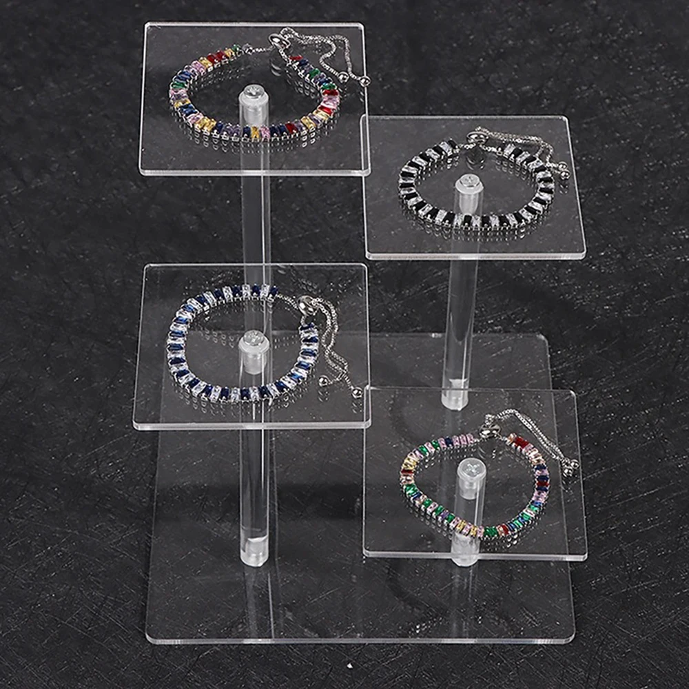 Clear Acrylic Jewelry Organizer Display Stand Square Storage Shelf Perfume Toy Bracelet Earrings Jewelry Organizer Showcases