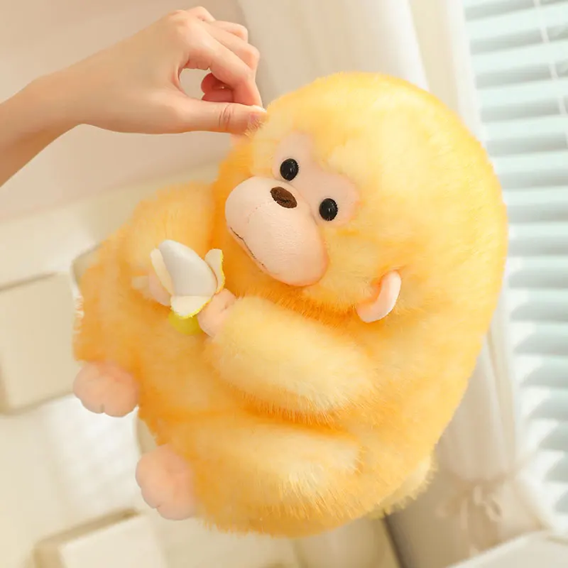 Quente adorável macaco dourado brinquedo de pelúcia macaco segurando bonecas banana kawaii brinquedo de pelúcia toque suave travesseiro animal de pelúcia presente do miúdo