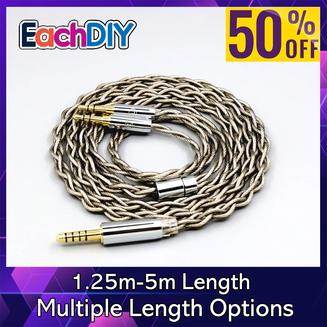 

99% Pure Silver + Graphene Silver Plated Shield Earphone Cable For Hifiman Sundara Ananda HE1000se V2 HE6se he400se LN007932