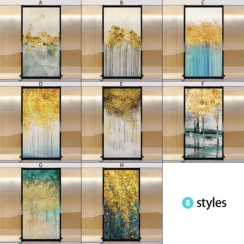 Forest Glass Pattern Window Sticker Bathroom Office Glass Film Static Cling Decor Sticker Opaque for Home Hotel