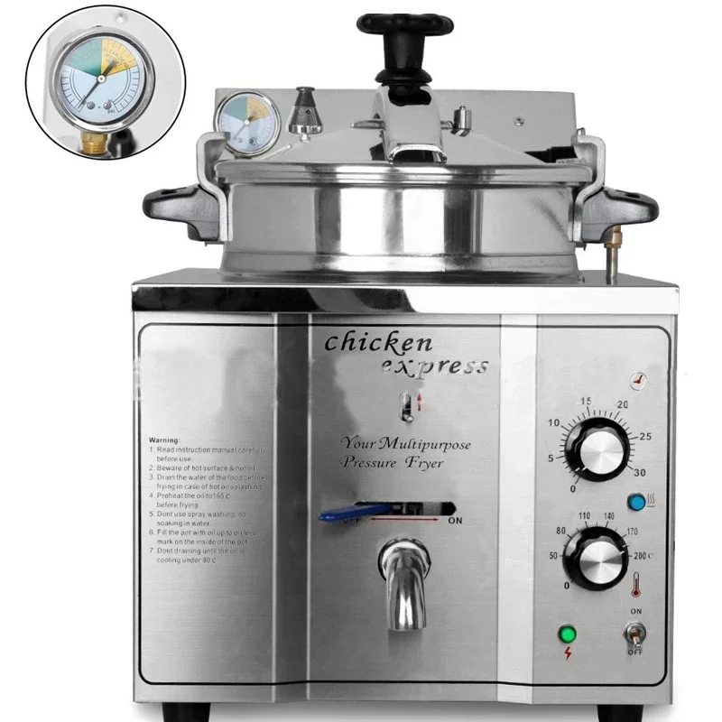 MDXZ-16 16L Food Oven Fryer Stainless Steel Pressure Electric Fryer Commercial Food French Fries Fried Chicken