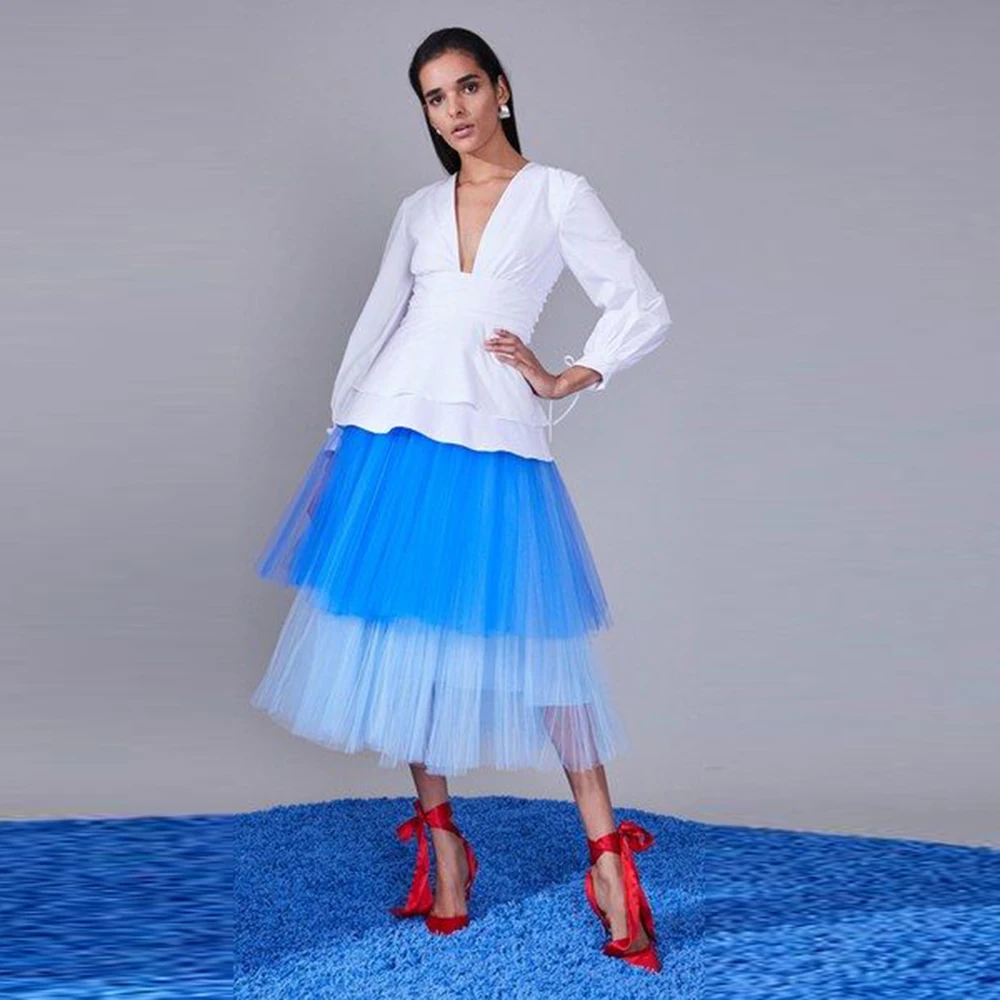 

Light Sky Blue Women'S Skirt Tiered Tulle A Line Birthday Party Skirts Girls Maxi Extra Puffy Skirts Custom Color Size Skirt