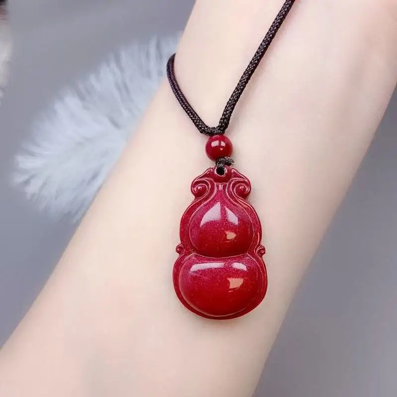 Natural Ruyi Gourd Pendant, High-Purity Purple Gold, Lucky Charm Necklace Men And Women
