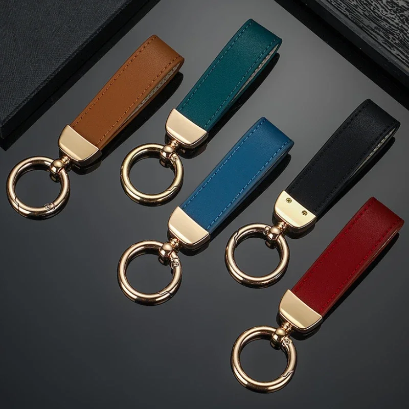 Porte-clés en cuir véritable personnalisé avec boîte-cadeau, porte-clés vintage, porte-clés gravé au laser, LOGO personnalisé, numéro de nom, clé de voiture