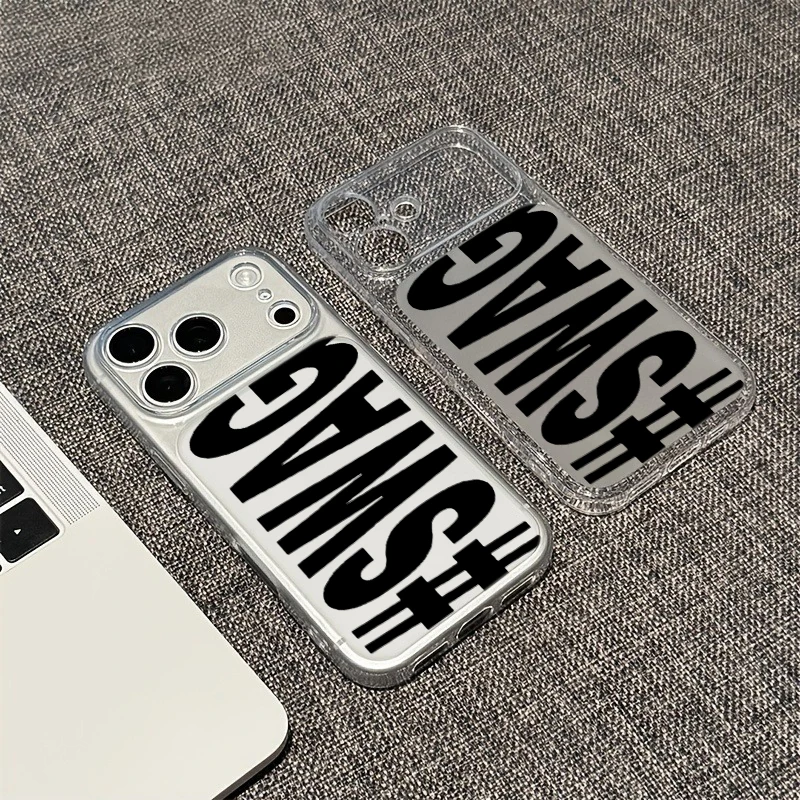 Hot Pink Black SWAG Letter Clear Phone Case for iPhone 17 16 Plus 15 Pro 14 13 12 11 Pro Max X XS XR 7 8 SE TPU Protection Cover - view 6