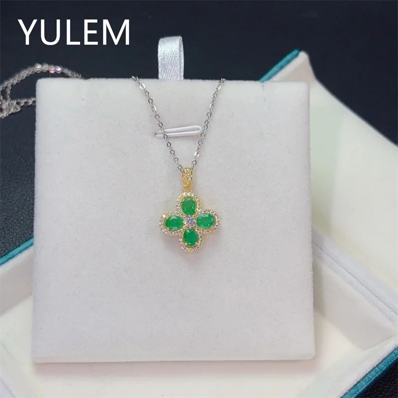 

Кулон YULEM с натуральным изумрудом, женское ожерелье из серебра, изысканные ювелирные изделия, подарок на день рождения, годовщину, круглый зеленый камень