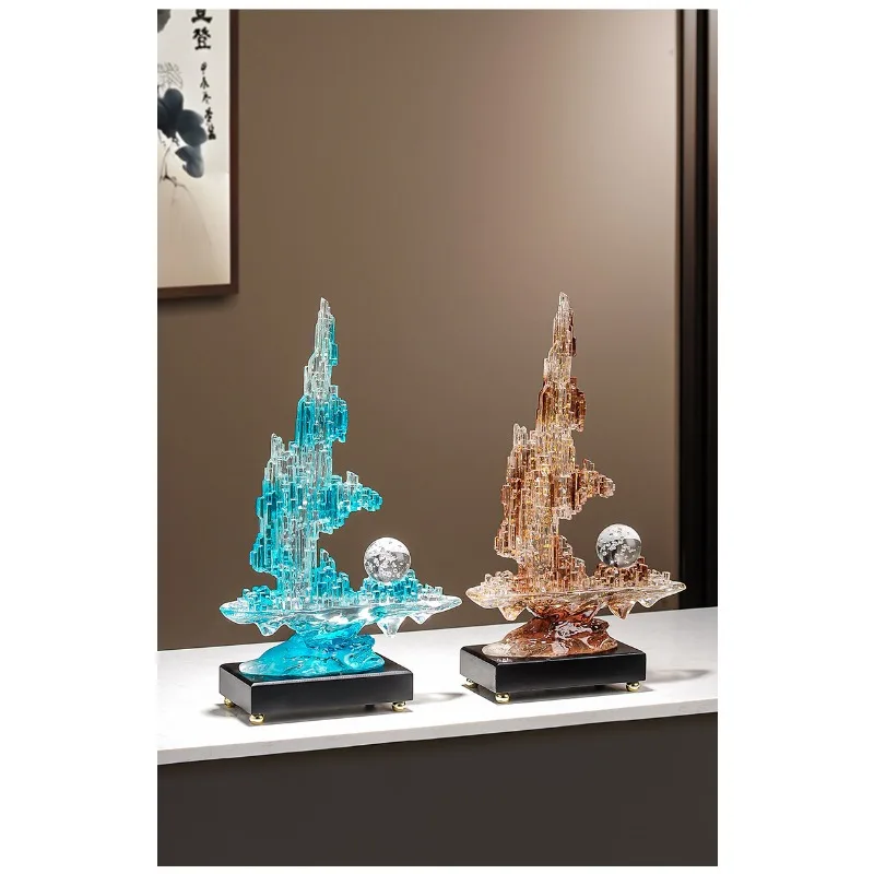 Bamboo security solid wood resin desktop ornaments, light luxury home TV cabinet decorations housewarming gifts