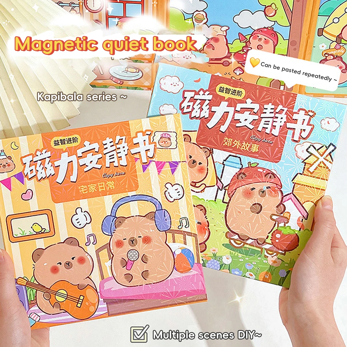

Kawaii Magnetic Quiet Book Cute Cartoon Capybara Children's DIY Puzzle Cropped Paste Paper Children's Decoration Toys