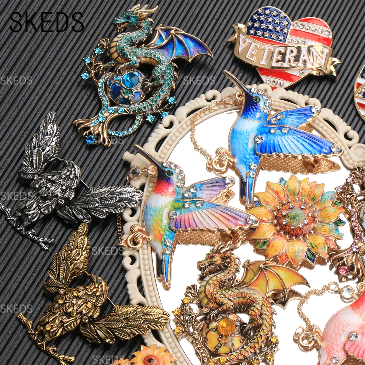 SKEDS Classic Bowknot 、sunflower、dragon Pins Brooches for Woman Luxury Jewelry Vintage Accessories Corsage Pin Grande Broche