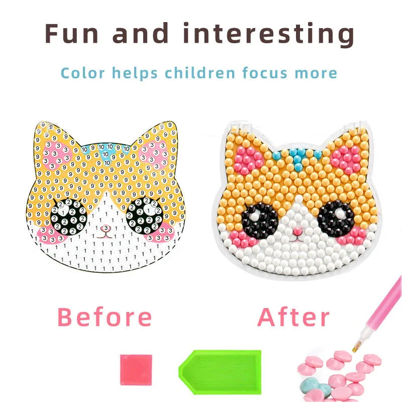 Children 5D Diamond Painting Craft Kit DIY Colored Cartoon Stickers Decorations Educational Toys Gifts for Girls