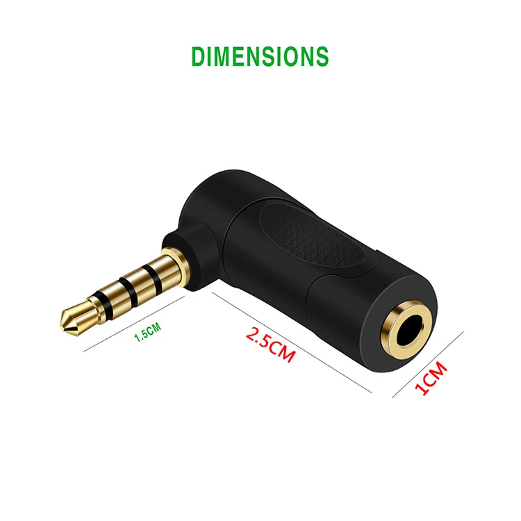 1PC 90 Degree L Type Elbow Headset Plug Compatible With 3.5mm Audio Devices Male to Female Adapter