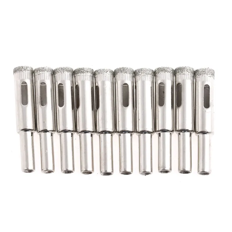 5mm 6mm 8mm 10mm 12mm New 10Pcs Diamond Coated Drill Bits Hole Saw Glass Tile Ceramic Marble