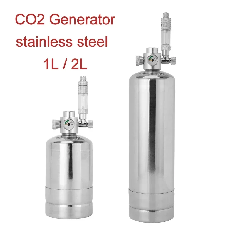 Aquarium CO2 Generator System Stainless Steel Fish Tank Aquatic Plant Carbon Dioxide Cylinder Raw Material Reaction Generator