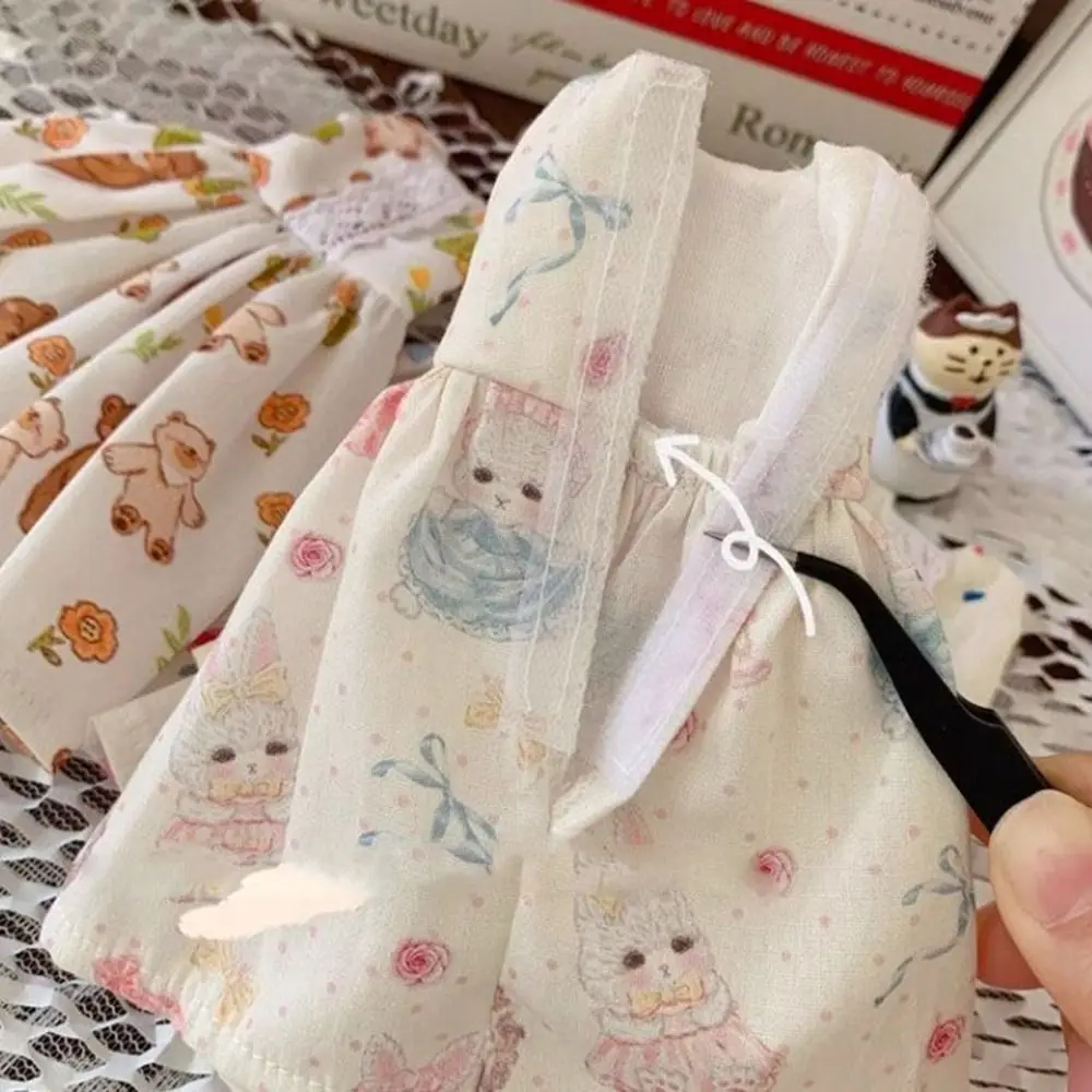Fashion Sleeveless Printed Dresses Mini DIY Accessories Vintage Clothes Cute Dolls Princess Dress for azone ob24 Dolls