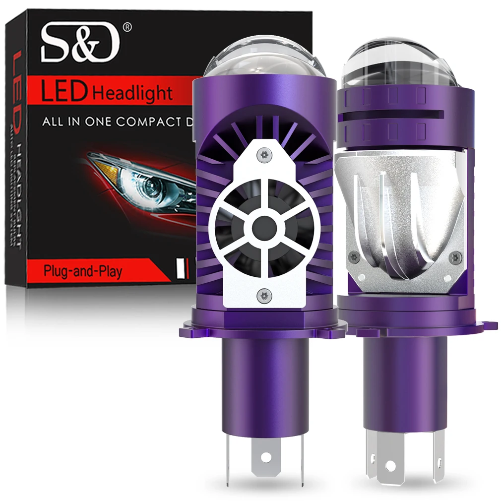 

H4 LED Projector Lens 30000LM 80W H4 LED Light Blubs Canbus 6500K Dualvision High Low Beam Lens Auto Lamps