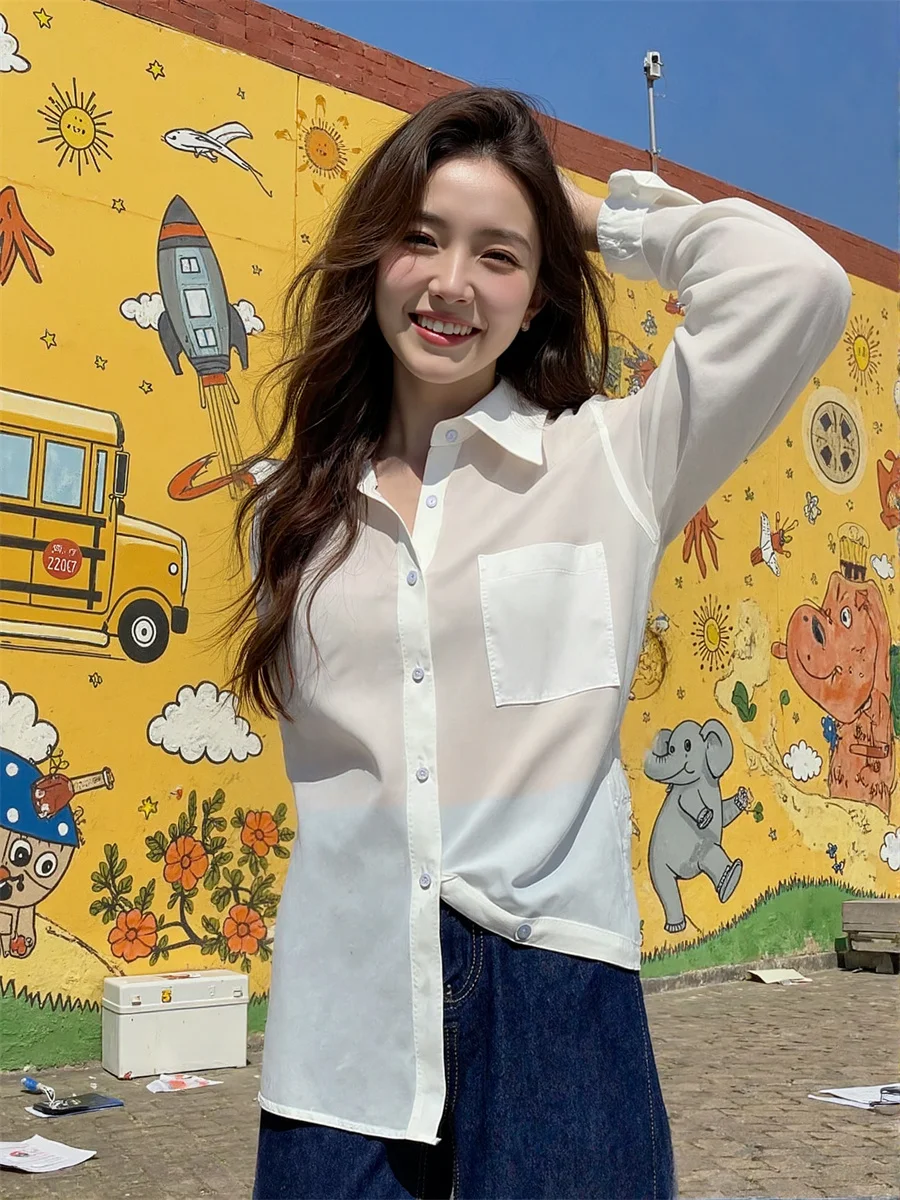 

Long Sleeve Women Outerwear Shirts Shirring Back Cutout Sexy Lace Trim Elastic Waist Cinching Slim Fit Chic Casual Party Evening