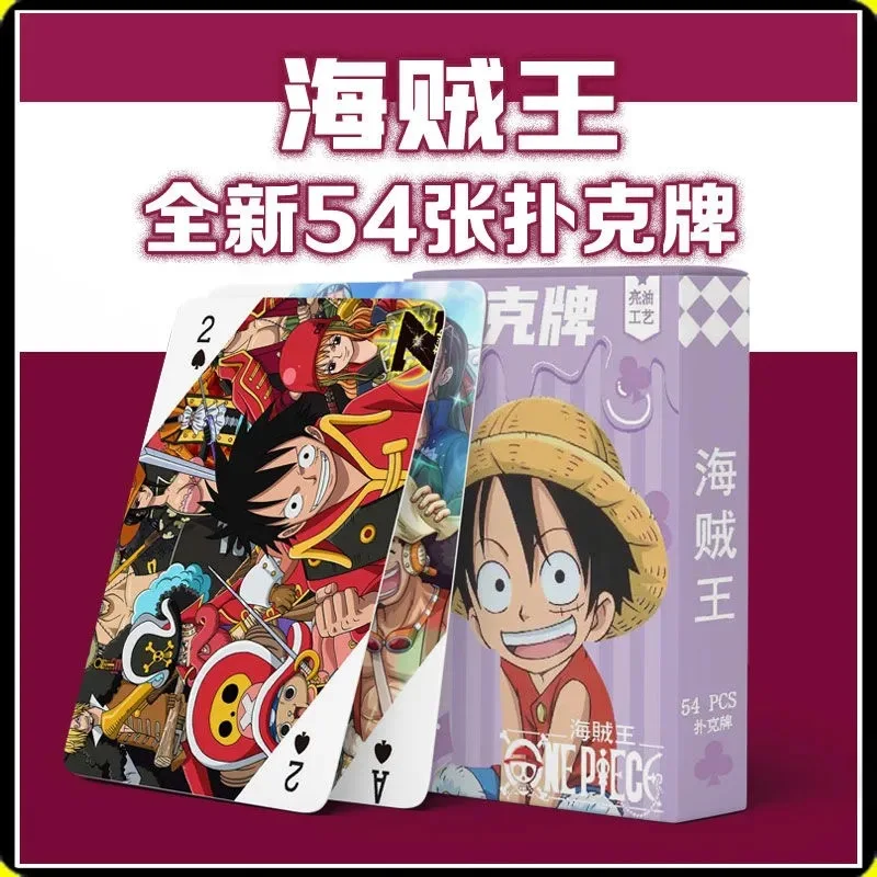 

54 шт./компл., новый аниме One Piece Kawaii, экшн-фигурка Луффи, модель игрушки, игральные карты, изображение высокой четкости, покерная коллекция, подарки