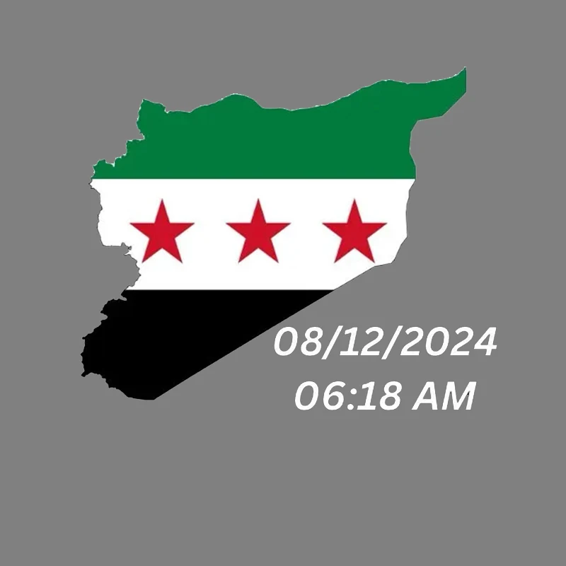 CS30506# Car Sticker for Flag Map of Syria and Date Number 06:18 AM, 08/12/2024 Vinyl Decal for Car Bumper, Door or Window