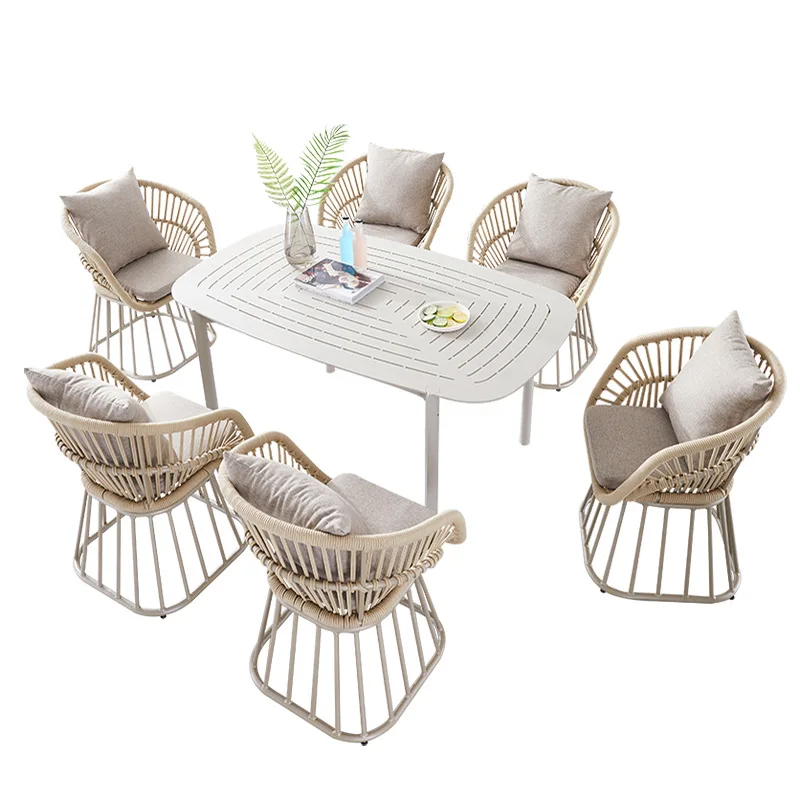 

Outdoor rattan casual single dining table and chair combination, terrace waterproof and sunscreen rattan chair