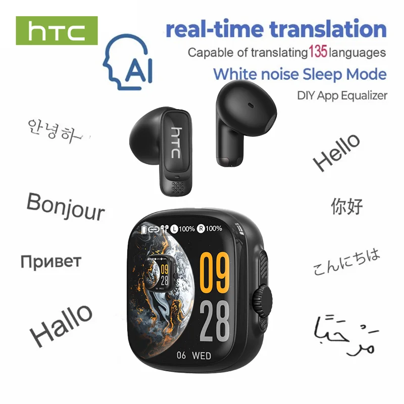 HTC NE72 TWS Open-Ear AI-Übersetzer-Ohrhörer 135+ Sprachen Echtzeit-Übersetzung Bluetooth 6.0 Kabellose Kopfhörer