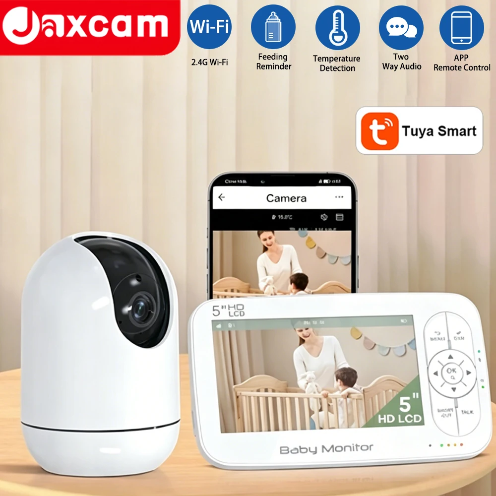 

5" WiFi Baby Monitor 4x Zoom PTZ Cam Tuya Monitor Dual Control Electronic Baby Sitter Two Way Audio Night Vision Babyphone