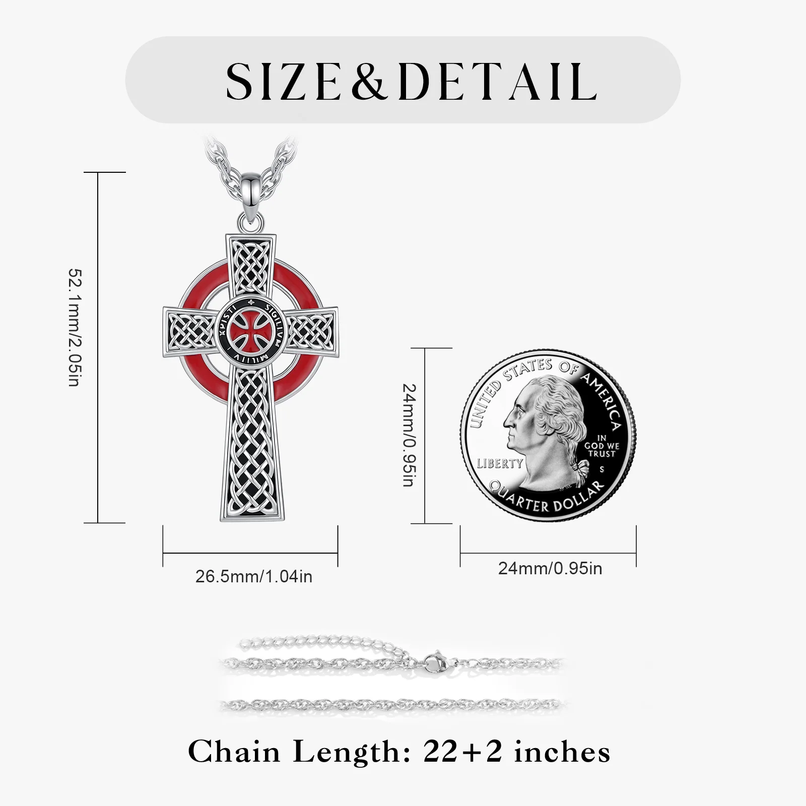 Eudora Copper Knight Templar Cross Necklace Obsidian Red Cross Pendant Protection Religious Jewelry Fine Gift for Men Woman ﻿ ﻿