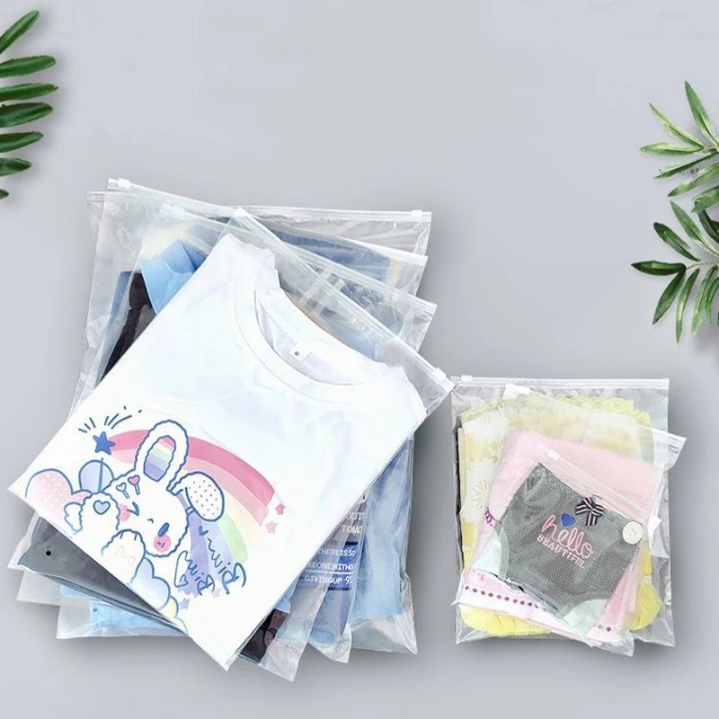 StoBag 50pcs Transparent Clothing Packaging Zipper Bags Plastic Clear Travel Sealed Reusable Ziplock Storage Pouches Wholesale