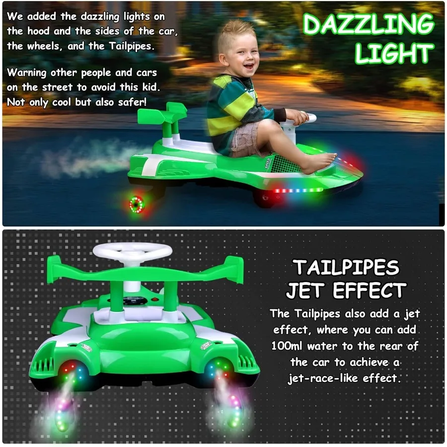 12V Electric Wiggle Car With Pedal Ride On Car Toy For From Ages 3 And Up Birthday Gifts for Boys and Girls Anti-Rollover Flash