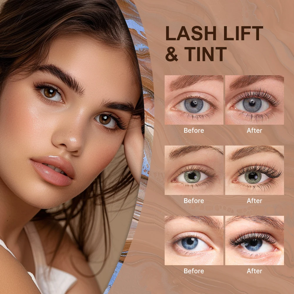 New Semi-Permanent Lash Lift and Color Kit Professional Eyebrow Laminating Lash Lift Permed Lash Dye Eyebrow Makeup 2Colors