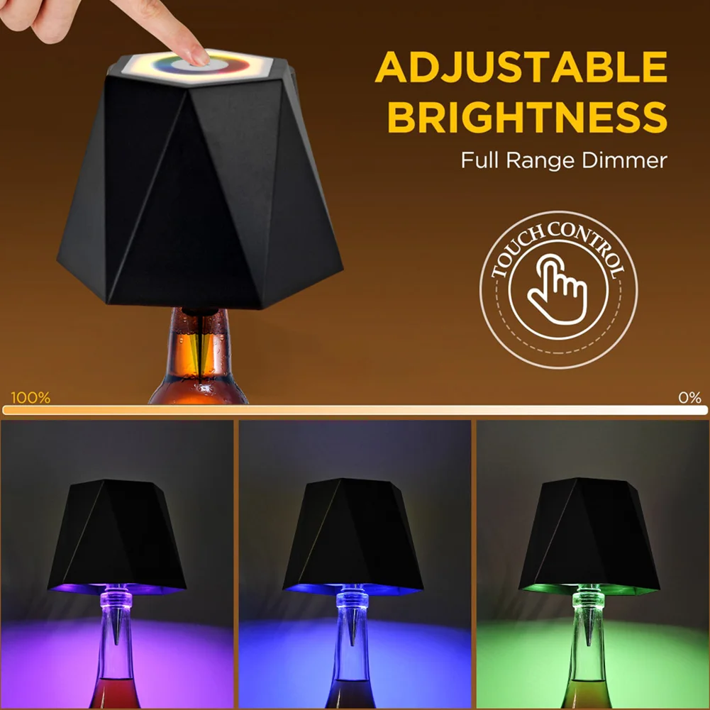 

LED Bottle Lamp Cordless Atmosphere Night Light Dimmable Portable Wine Bottle Lamp Touch Control for Family Restaurant Bar Cafe