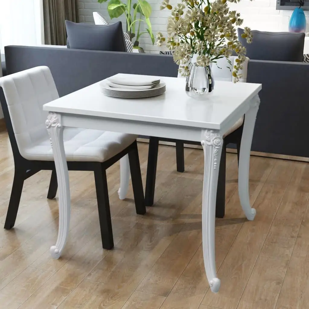 Glossy White Square Dining Table 31.5x31.5x29.9 Modern Furniture for Home & Kitchen