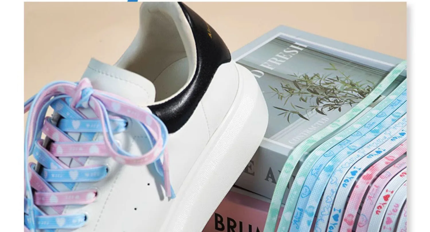 Flache Herz-Schnürsenkel, personalisierte Valentinstags-Rosa-Liebes-Schnürsenkel, Paar-Schnürsenkel für Sportschuhe aus Canvas, 1 Paar – Detail 3