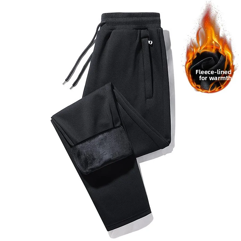 

Men's Loose Fitting Ankle Tied Pure Cotton Sports Pants Casual with Plush and Thick Zipper Pockets Men's Cycling Exercise Pants