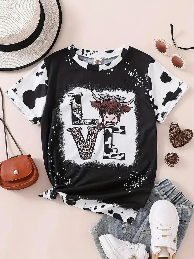 Girls Leopard Letter 