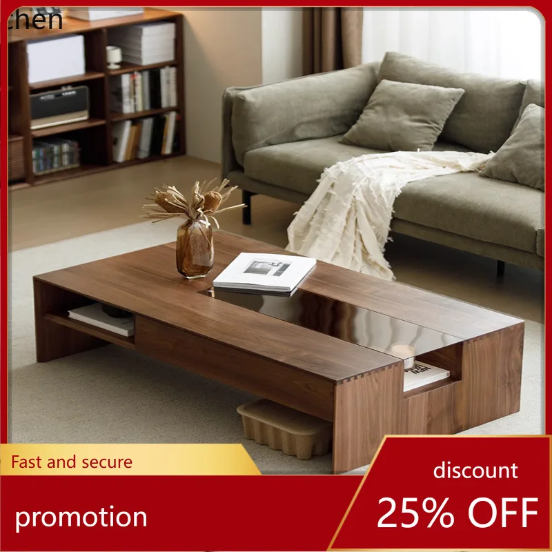 

YFY All Solid Wood Coffee Table TV Cabinet North American Black Walnut Living Room Natural Wood Coffee Table