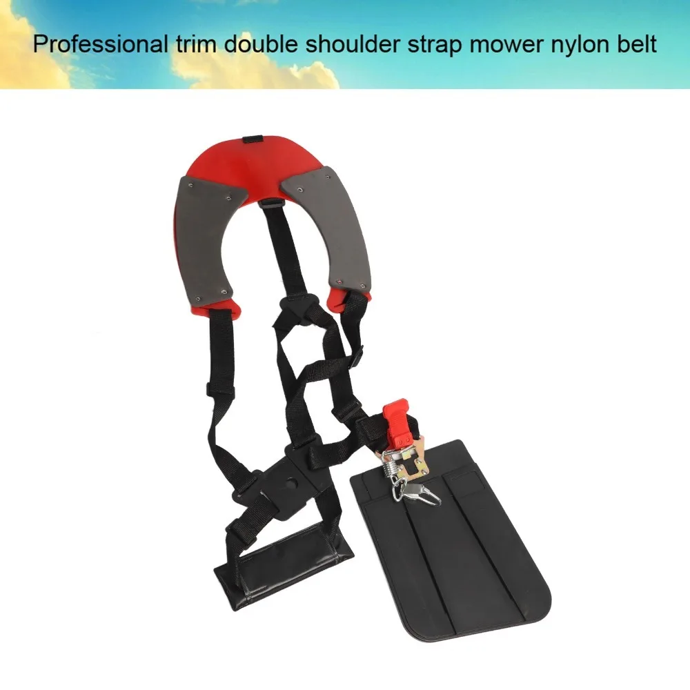 Professional Nylon Double Shoulder Strap Heavy Duty Adjustable Mower Harness Black and Red Universal Trimmer Harness