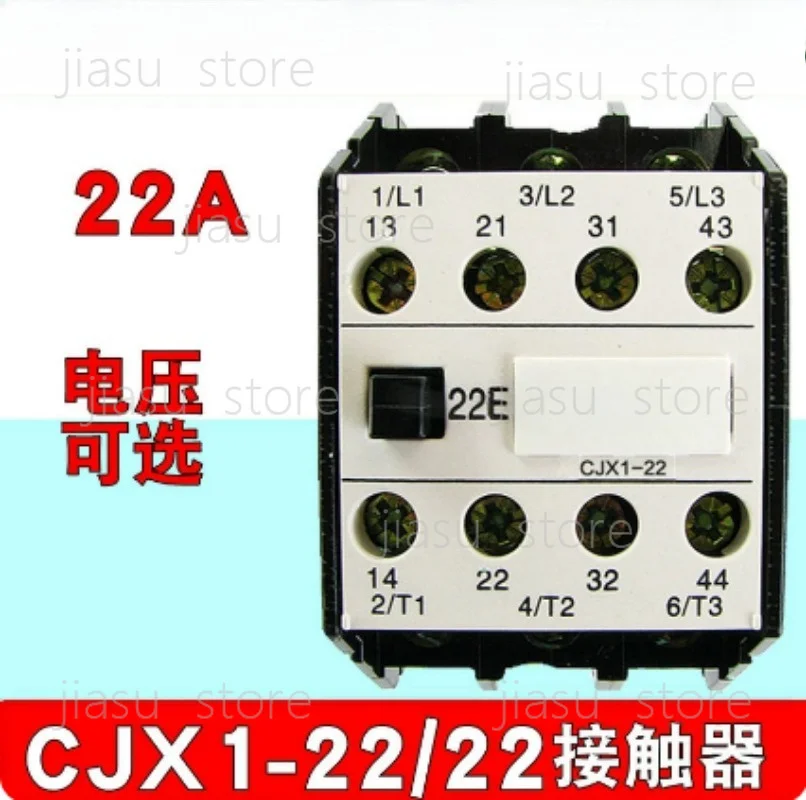 AC Contactor CJX1-22/22 Model 3TB43, 22A, Compatible with 380V 220V 110V 36V Coil Voltage