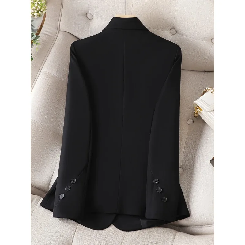 Traje elegante de oficina para mujer, chaqueta Formal de manga larga, con botonadura única, color negro, caqui y blanco