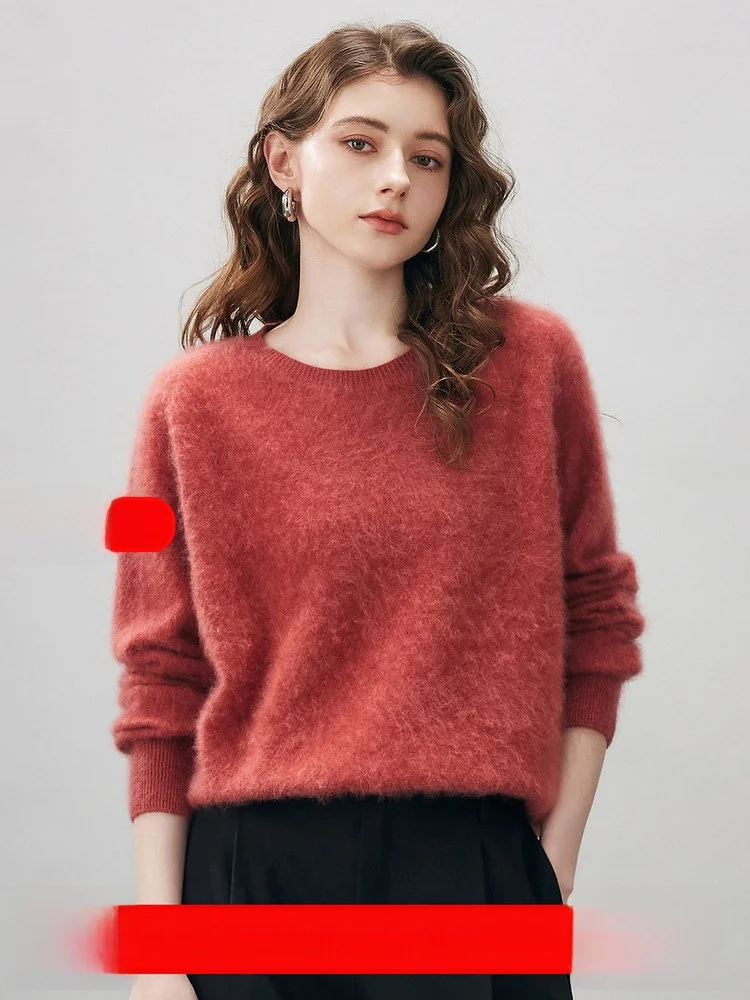 

Soft Woolen Camere Women's Turtlene Sweater Red Color Spring New Year Inteated Lamb Wool Knitted Base irt Casual Sle