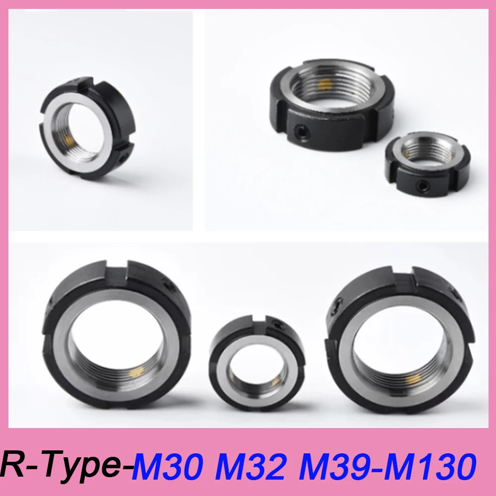 1pcs M30 to M130High Precision R-type Radial Lock Nut Spindle And Bearing Screw Lock Circular Lathe Machine Tool Anti Loosening