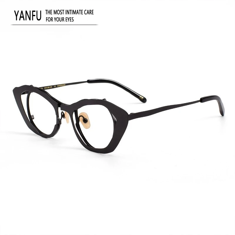 

IP двухцветная гальваническая оправа для очков «кошачий глаз», мужская высококачественная оправа для очков, мужская и женская титановая оправа для чтения при близорукости для 150 мм