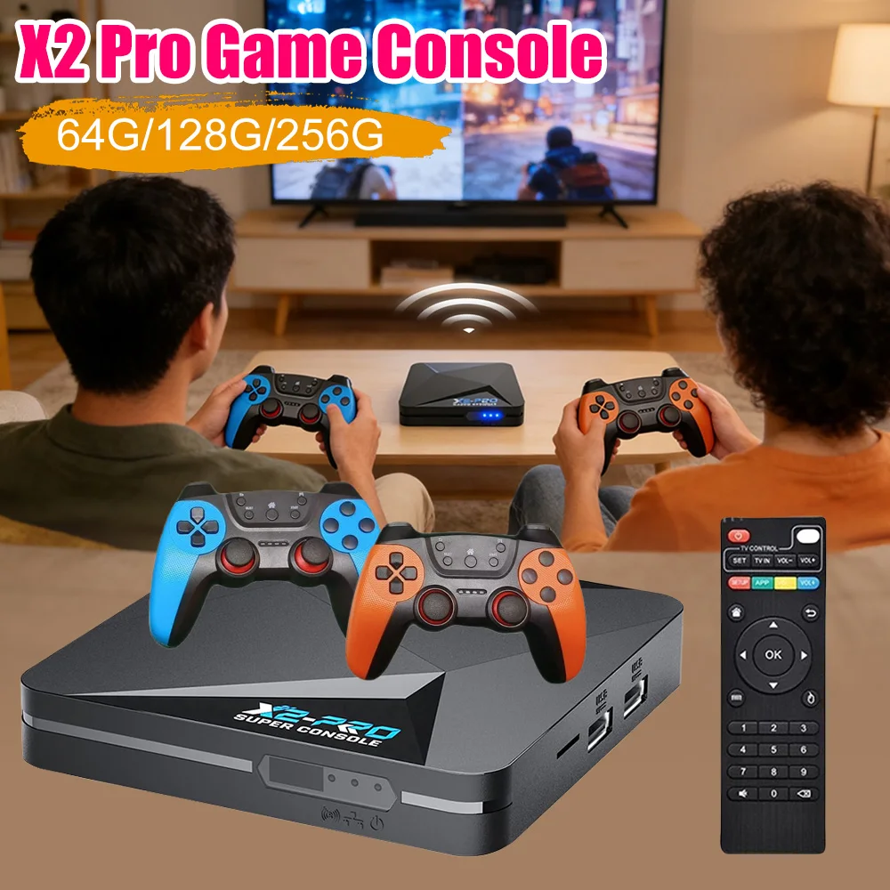 X2 Pro Video Game Console TV Box with 80000+ Games Box US/EU Retro Video Game Console for Android 9.0 / CoreE / Emuelec 4.3