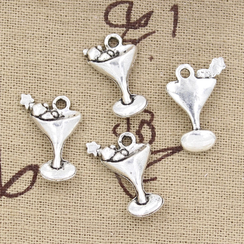 15pcs Charms Martini Daquiri Glasses 20x14mm Antique Silver Color Pendants Making DIY Handmade Tibetan Finding Jewelry