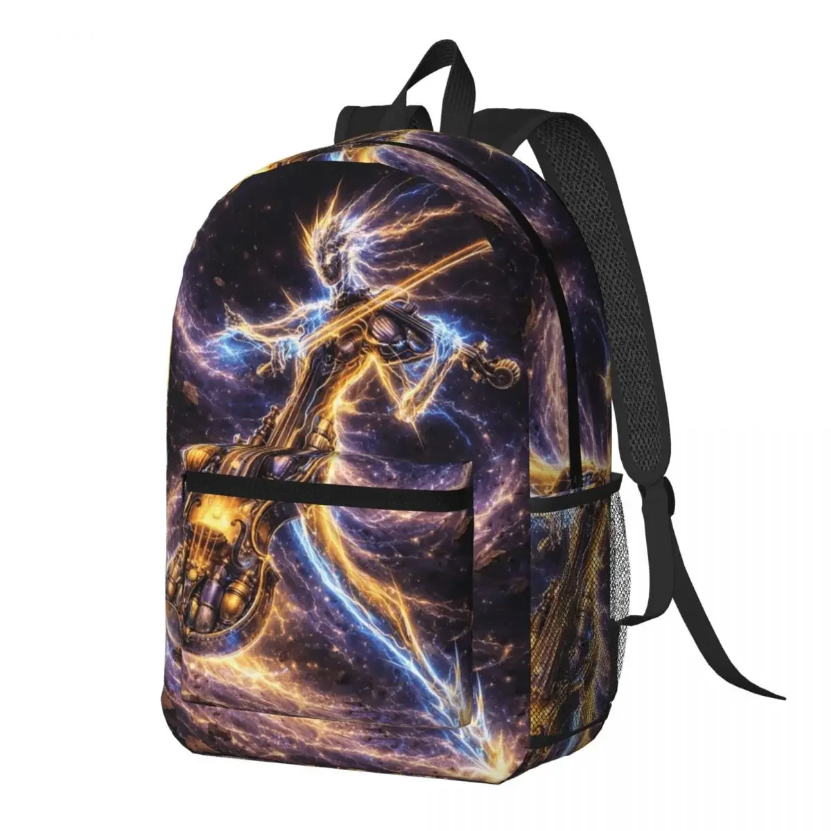 Cosmic Violin Entity Playing Universe Energy Backpack Daypack Big Capacity Children BookBag School Bag Shoulder Bags for Unisex