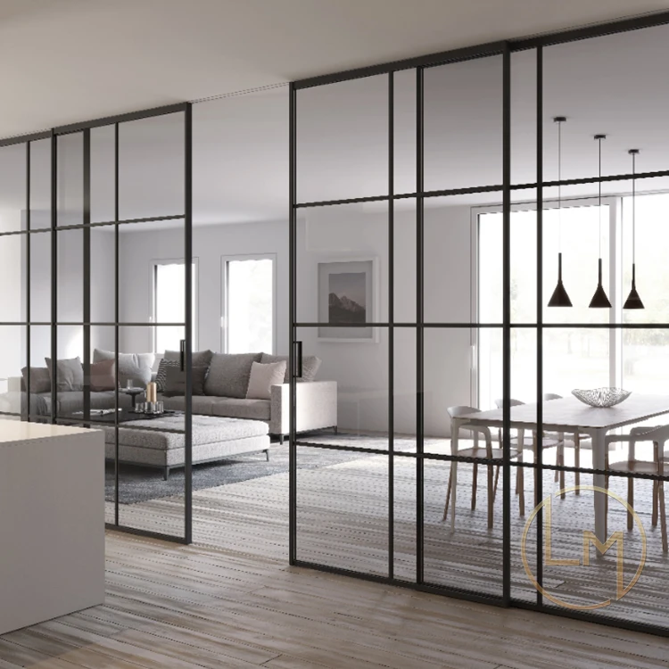 Best Seller Luxury Waterproof Sliding Door Soundproof Sliding Door Tempered Glass Partition Sliding Door for Kitchen Living Room