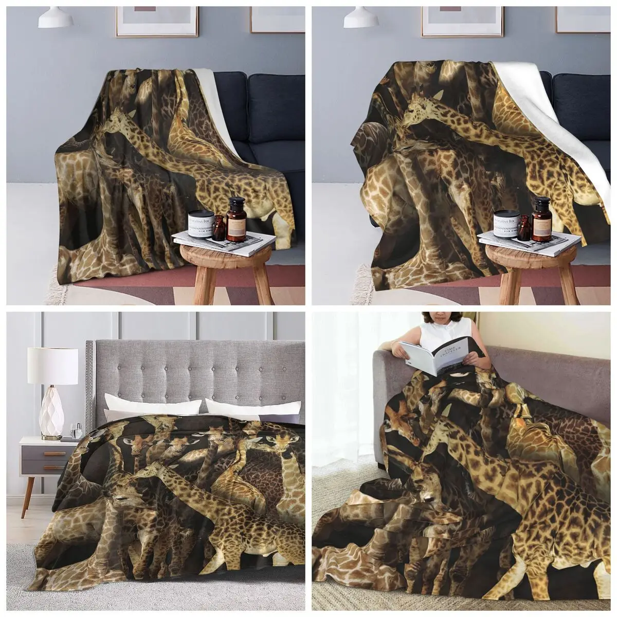 Giraffe Blanket Soft Warm Flannel Throw Blanket Bedding for Bed Travel Home Couch