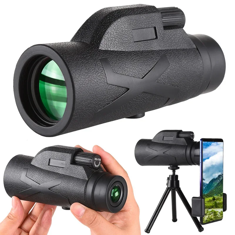 Foreign Trade New 80xx100 Monocular Telescope High Power High Definition Can Be Mobile Phone Camera Glasses Outdoor, Bird Watchi