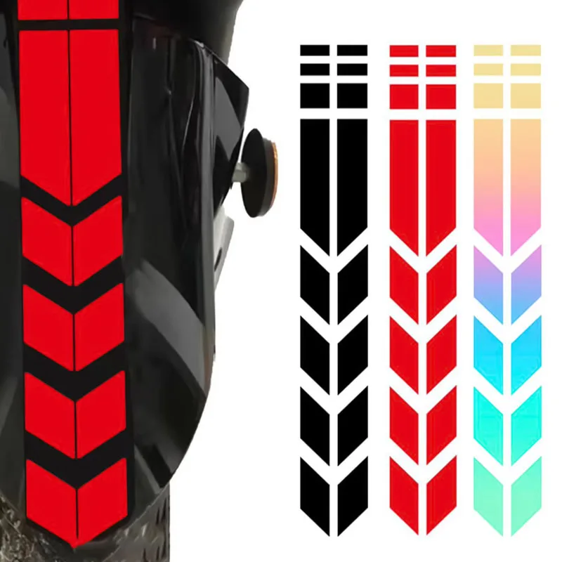 1/2/3/4Pcs Motorcycle Arrow Stripe Stickers Fender Paste Universal Waterproof Oilproof Reflective Motorbike Tape Decal