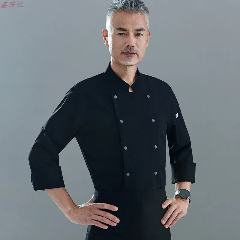 زي عمل مطبخ المطاعم بأكمام طويلة، زي غربي للمطاعم، كعكة النادل، زي الشيف الأبيض للخريف